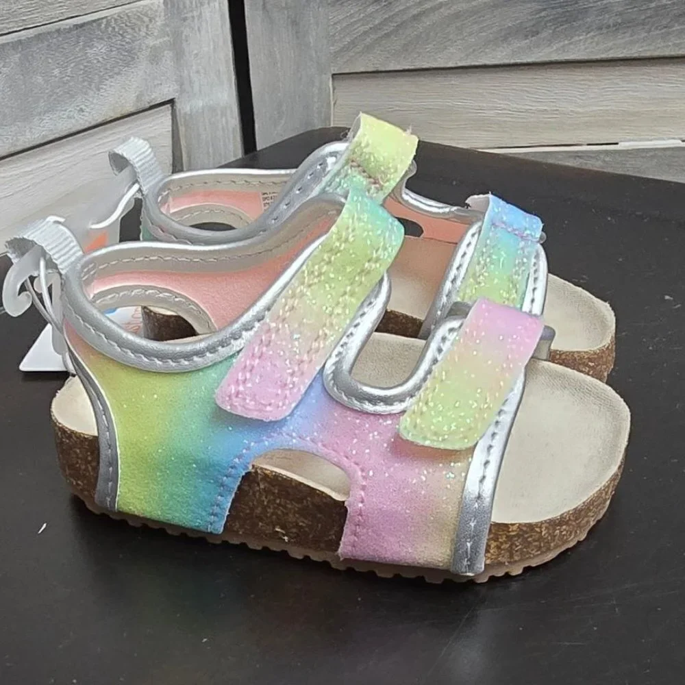 Baby Girls' Rainbow Olive First Walker Sandals | Carter's Just One You | 4